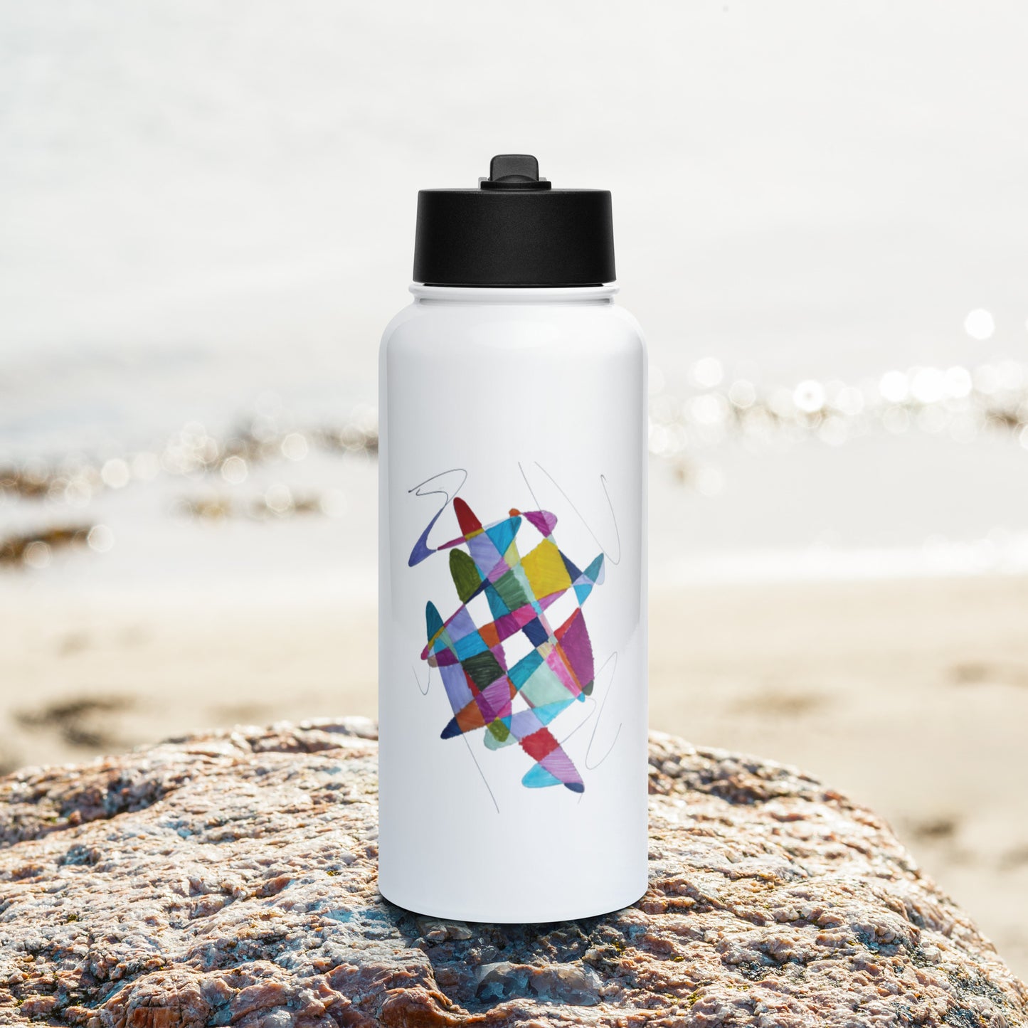 Geo Colours Stainless steel water bottle by Squeezy